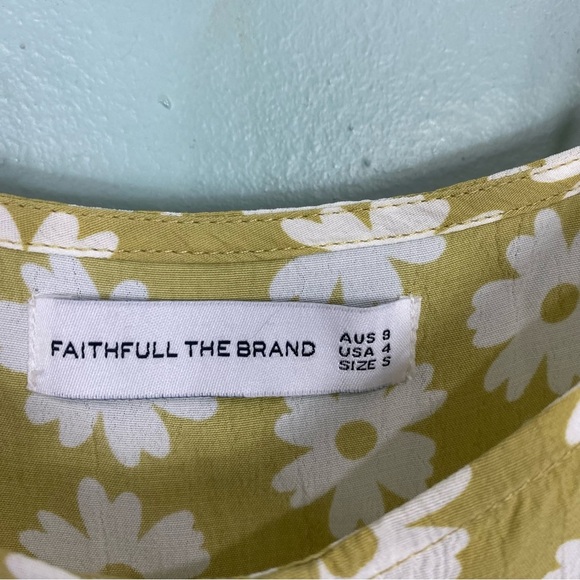 Faithfull The Brand Arrieta Daisy Midi Yellow Button Sun Dress Floral Sz 4 Small - Picture 4 of 7